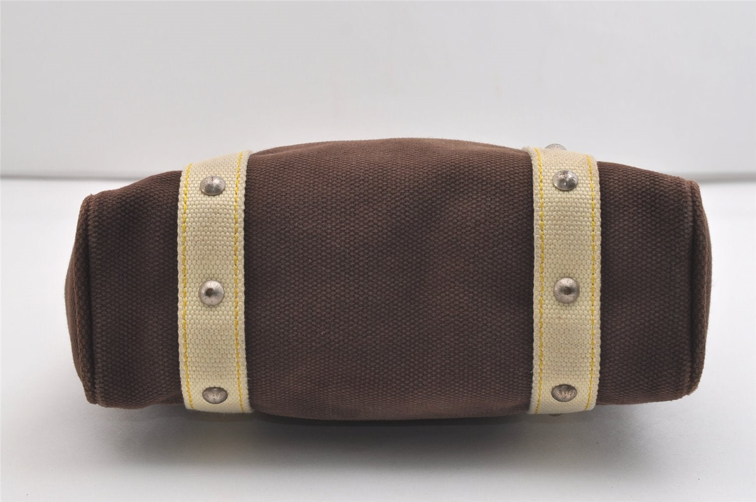 Authentic Louis Vuitton Antigua Cabas MM Tote Bag Brown White M80663 LV 5421J