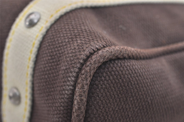 Authentic Louis Vuitton Antigua Cabas MM Tote Bag Brown White M80663 LV 5421J