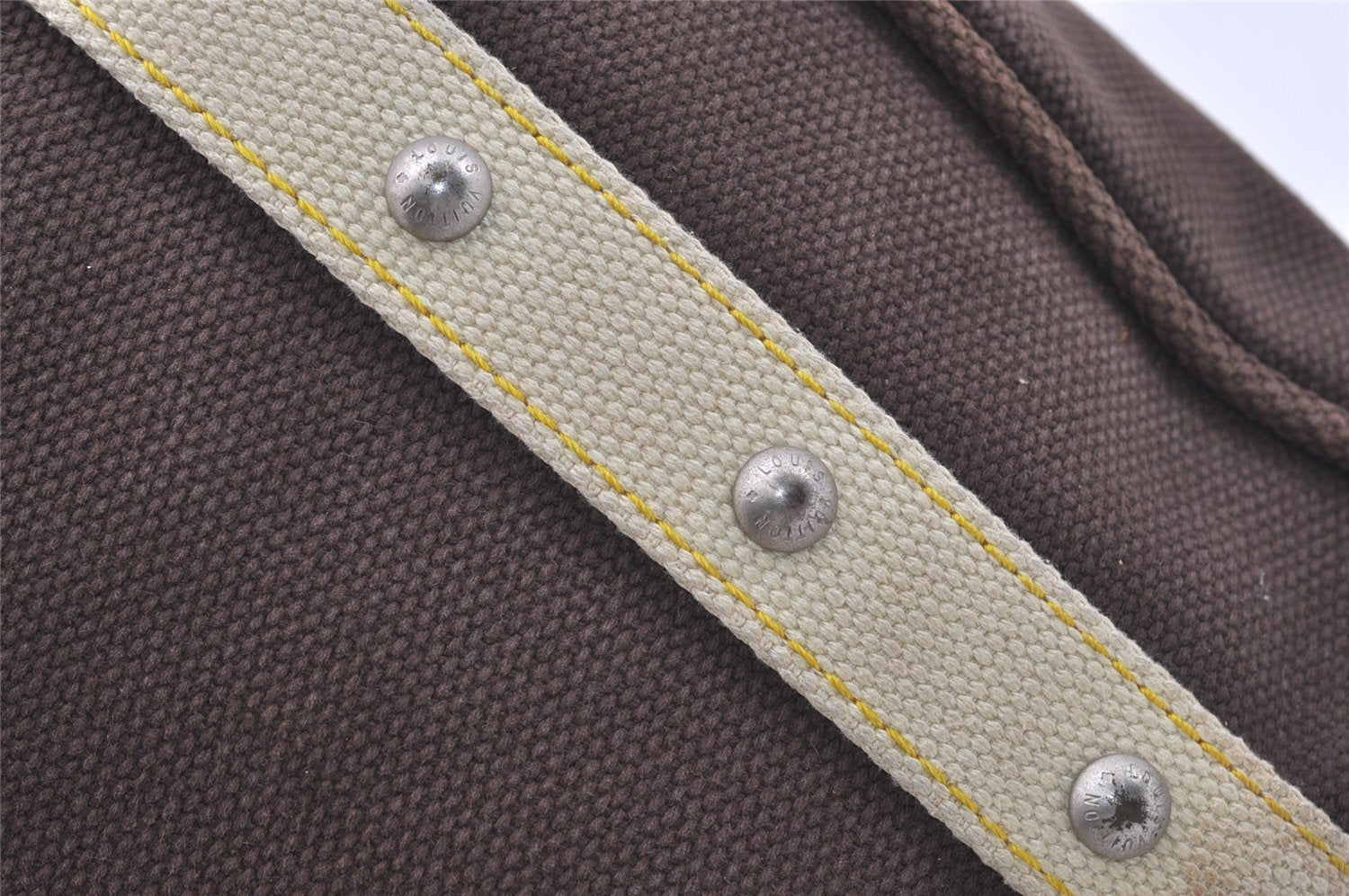 Authentic Louis Vuitton Antigua Cabas MM Tote Bag Brown White M80663 LV 5421J