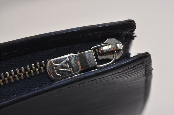 Authentic Louis Vuitton Epi Poche Toilette 26 Cosmetics Pouch M41367 Blue 5422J