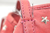 Authentic JIMMY CHOO Vintage Star Studs Leather Shoulder Tote Bag Red 5424K