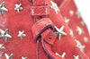 Authentic JIMMY CHOO Vintage Star Studs Leather Shoulder Tote Bag Red 5424K