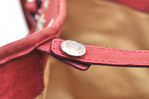 Authentic JIMMY CHOO Vintage Star Studs Leather Shoulder Tote Bag Red 5424K