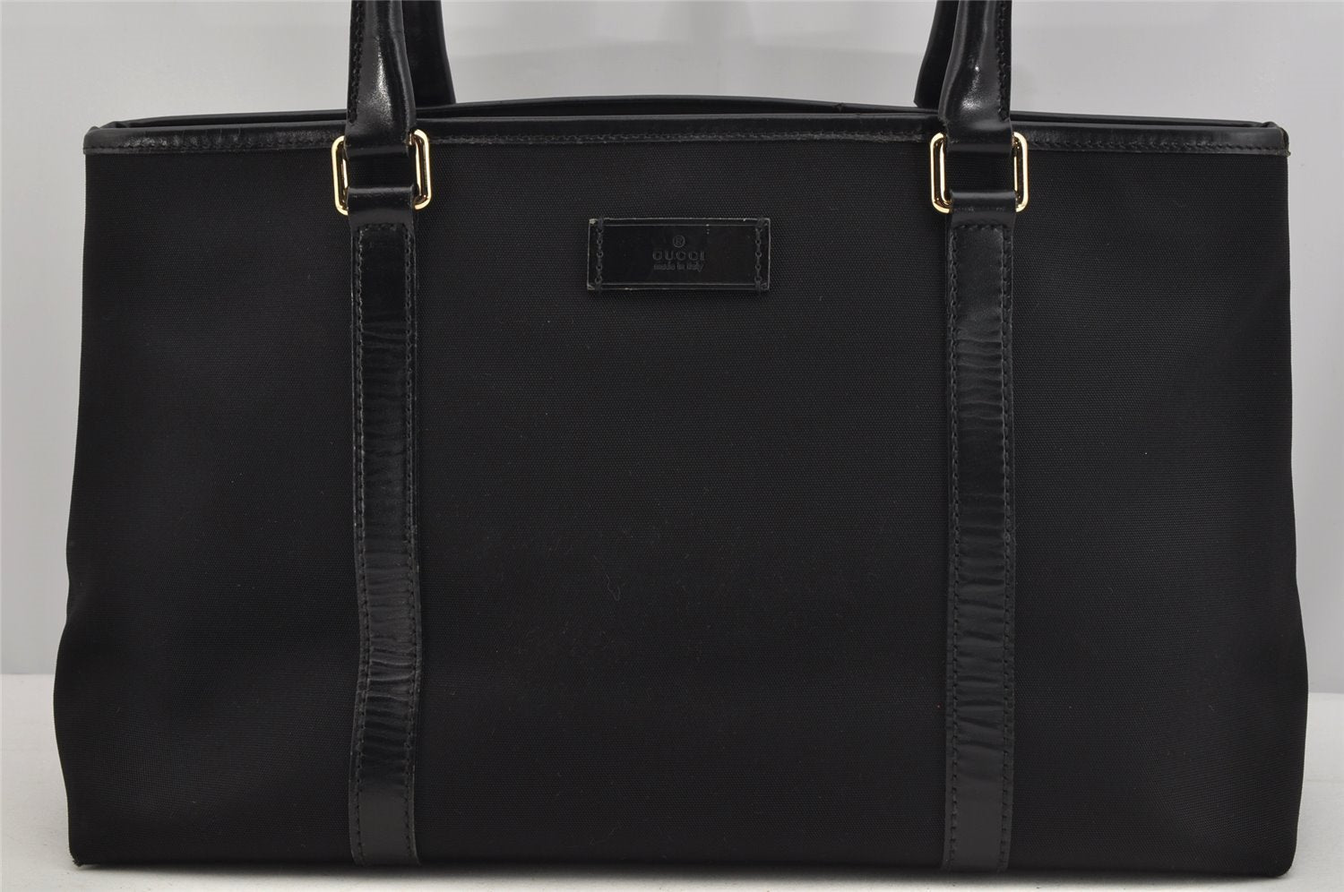 Authentic GUCCI Vintage Shoulder Hand Tote Bag Canvas Leather 257013 Black 5426J