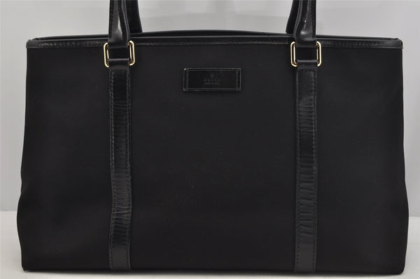 Authentic GUCCI Vintage Shoulder Hand Tote Bag Canvas Leather 257013 Black 5426J