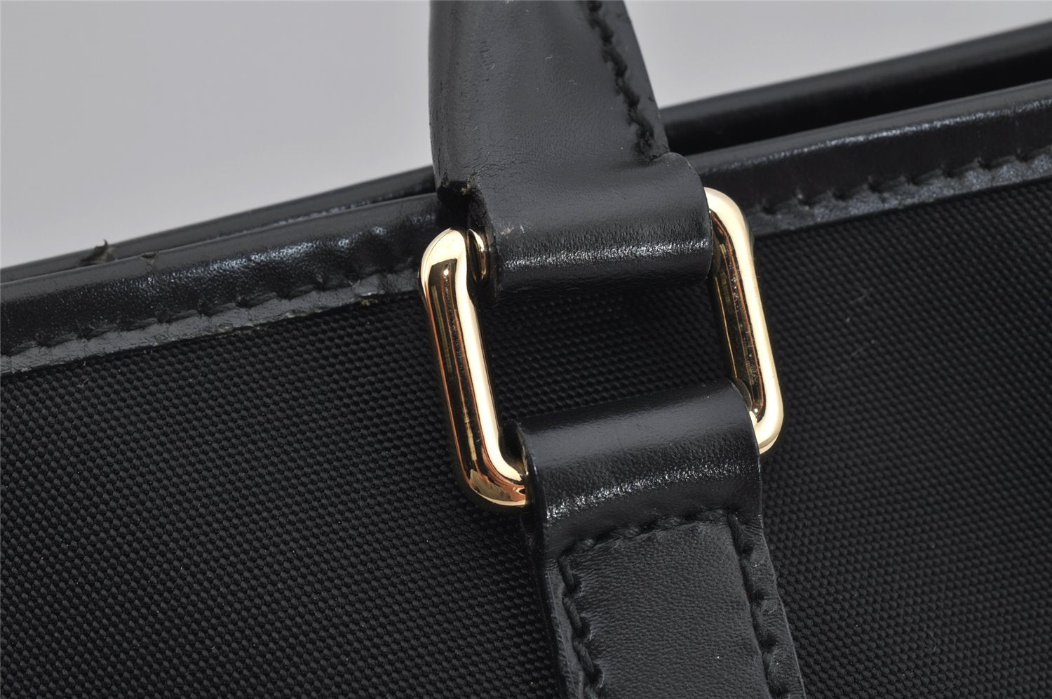 Authentic GUCCI Vintage Shoulder Hand Tote Bag Canvas Leather 257013 Black 5426J