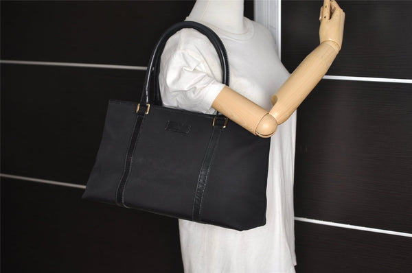 Authentic GUCCI Vintage Shoulder Hand Tote Bag Canvas Leather 257013 Black 5426J