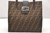 Authentic FENDI Zucca Shoulder Tote Bag Purse Canvas Leather Brown 5427K