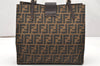 Authentic FENDI Zucca Shoulder Tote Bag Purse Canvas Leather Brown 5427K