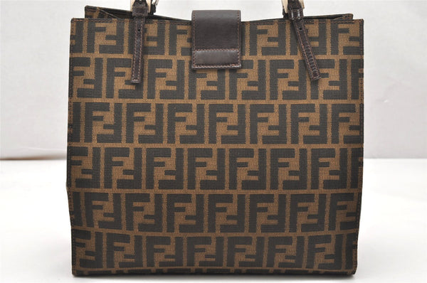 Authentic FENDI Zucca Shoulder Tote Bag Purse Canvas Leather Brown 5427K