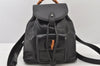 Authentic GUCCI Vintage Bamboo Drawstring Backpack Leather Black 5428K