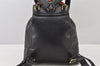 Authentic GUCCI Vintage Bamboo Drawstring Backpack Leather Black 5428K