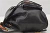 Authentic GUCCI Vintage Bamboo Drawstring Backpack Leather Black 5428K