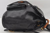 Authentic GUCCI Vintage Bamboo Drawstring Backpack Leather Black 5428K