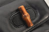 Authentic GUCCI Vintage Bamboo Drawstring Backpack Leather Black 5428K