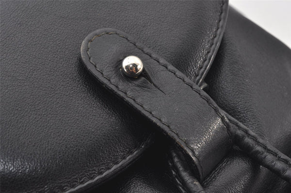 Authentic GUCCI Vintage Bamboo Drawstring Backpack Leather Black 5428K