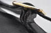 Authentic GUCCI Vintage Bamboo Drawstring Backpack Leather Black 5428K