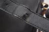 Authentic GUCCI Vintage Bamboo Drawstring Backpack Leather Black 5428K