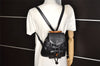 Authentic GUCCI Vintage Bamboo Drawstring Backpack Leather Black 5428K