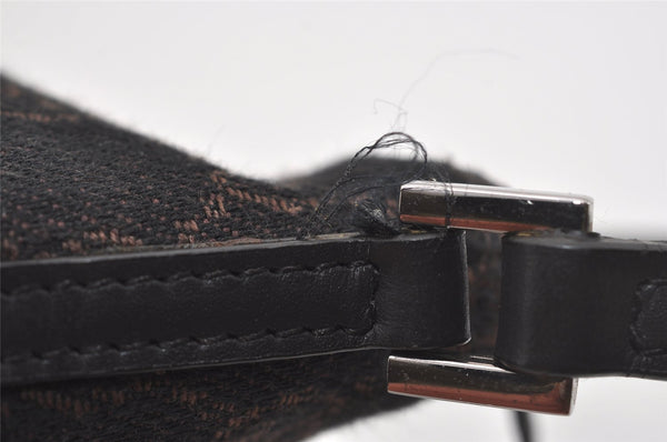 Authentic GUCCI Hand Bag Pouch Purse GG Canvas Leather 07198 Black 5429I