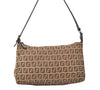 Authentic FENDI Vintage Zucchino Shoulder Bag Purse Canvas Leather Brown 5429K