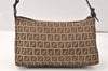 Authentic FENDI Vintage Zucchino Shoulder Bag Purse Canvas Leather Brown 5429K