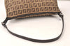 Authentic FENDI Vintage Zucchino Shoulder Bag Purse Canvas Leather Brown 5429K