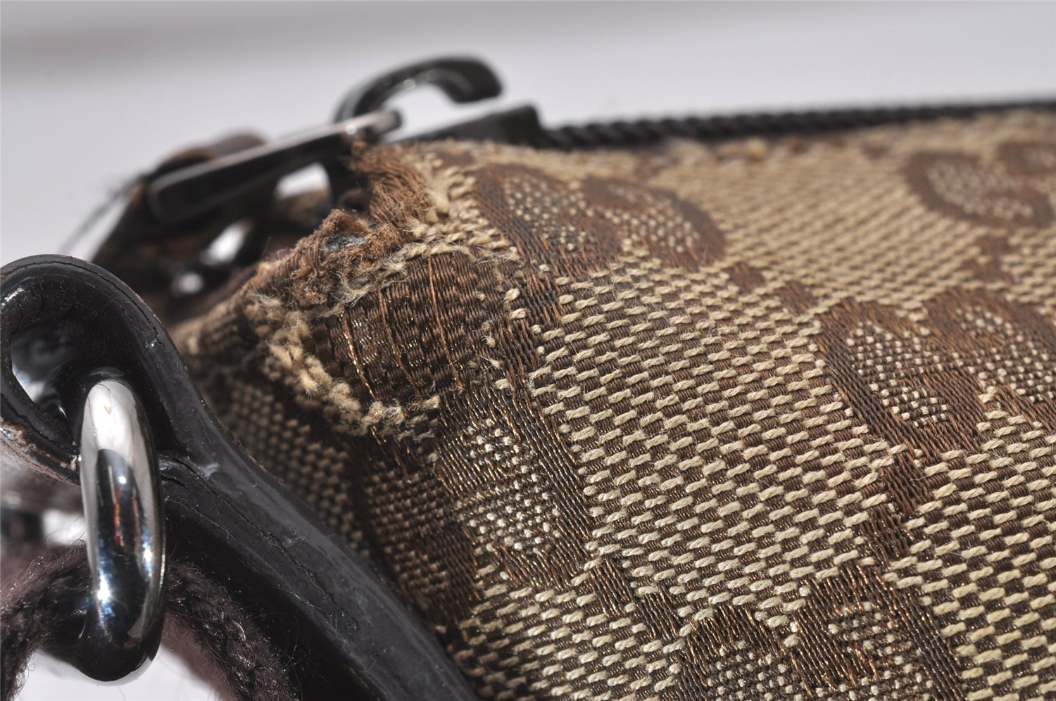 Authentic GUCCI Shoulder Cross Body Bag GG Canvas Leather 145857 Brown 5430I