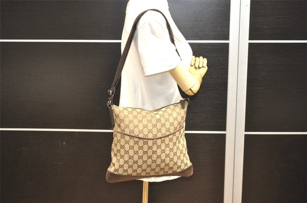 Authentic GUCCI Shoulder Cross Body Bag GG Canvas Leather 145857 Brown 5430I