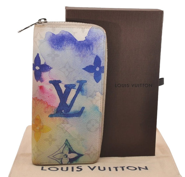 Auth Louis Vuitton Monogram Watercolor Zippy Wallet Vertical M80499 Box 5433J
