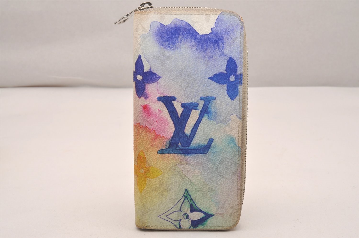 Auth Louis Vuitton Monogram Watercolor Zippy Wallet Vertical M80499 Box 5433J