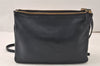 Authentic CELINE TRIO Shoulder Cross Body Clutch Bag Leather Navy Junk 5433K
