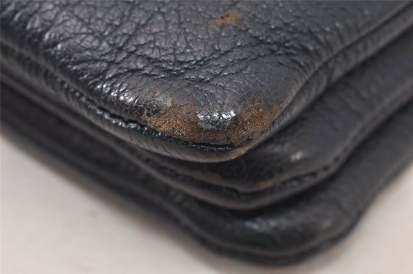 Authentic CELINE TRIO Shoulder Cross Body Clutch Bag Leather Navy Junk 5433K