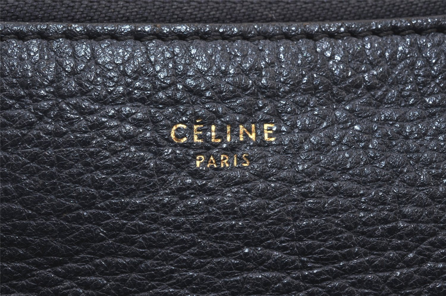 Authentic CELINE TRIO Shoulder Cross Body Clutch Bag Leather Navy Junk 5433K