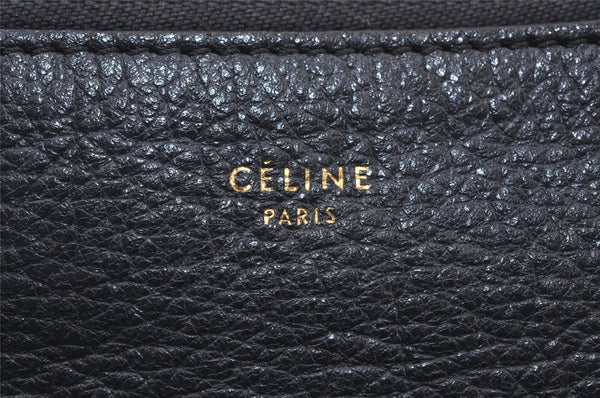 Authentic CELINE TRIO Shoulder Cross Body Clutch Bag Leather Navy Junk 5433K
