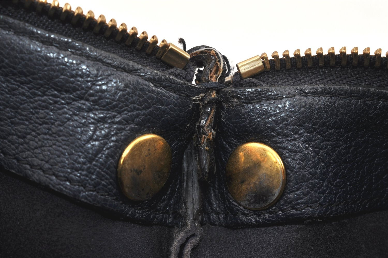 Authentic CELINE TRIO Shoulder Cross Body Clutch Bag Leather Navy Junk 5433K