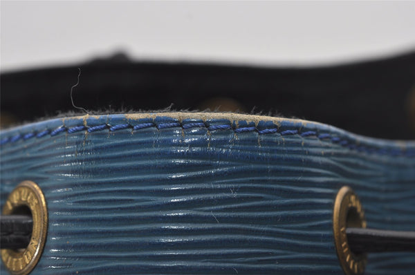 Authentic Louis Vuitton Epi Petit Noe Bi-color Blue x Black Drawstring Bag 5434I