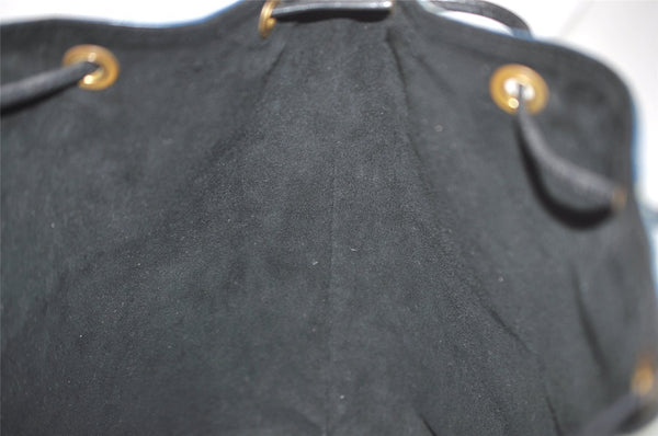 Authentic Louis Vuitton Epi Petit Noe Bi-color Blue x Black Drawstring Bag 5434I