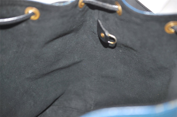 Authentic Louis Vuitton Epi Petit Noe Bi-color Blue x Black Drawstring Bag 5434I