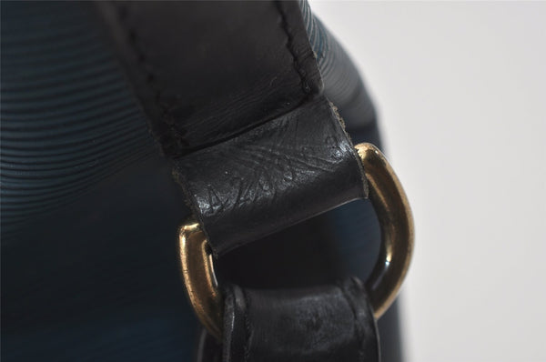 Authentic Louis Vuitton Epi Petit Noe Bi-color Blue x Black Drawstring Bag 5434I