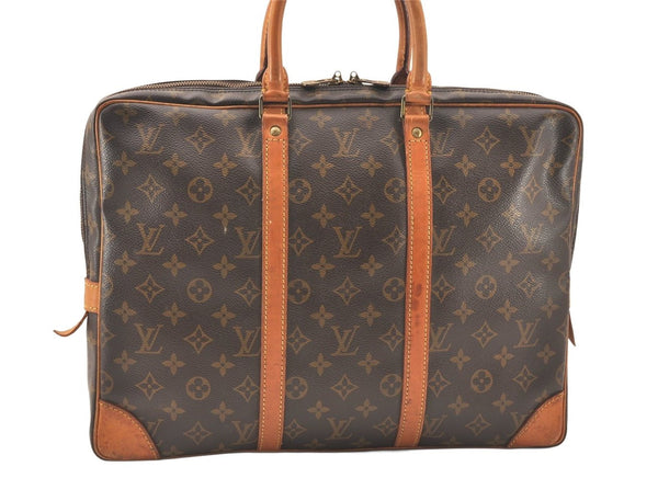 Authentic Louis Vuitton Monogram Porte Documents Voyage M53361 Briefcase 5436K