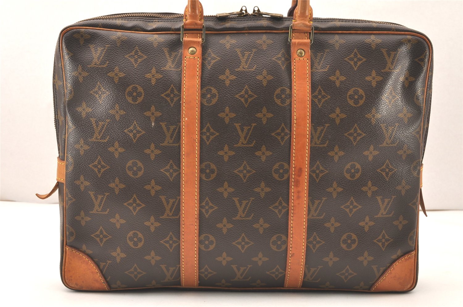 Authentic Louis Vuitton Monogram Porte Documents Voyage M53361 Briefcase 5436K