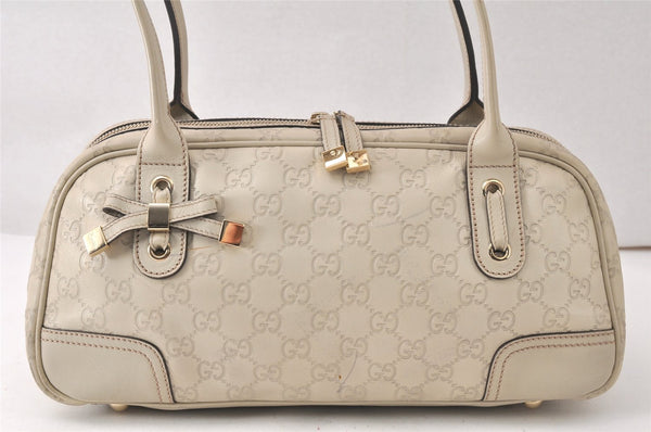 Authentic GUCCI Princy Guccissima GG Leather Hand Bag 163720 White 5439K