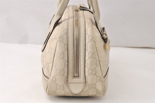 Authentic GUCCI Princy Guccissima GG Leather Hand Bag 163720 White 5439K