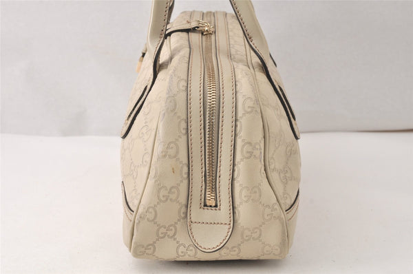 Authentic GUCCI Princy Guccissima GG Leather Hand Bag 163720 White 5439K