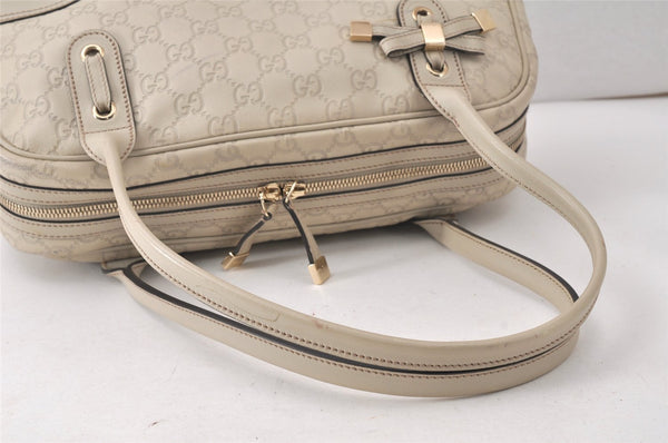 Authentic GUCCI Princy Guccissima GG Leather Hand Bag 163720 White 5439K