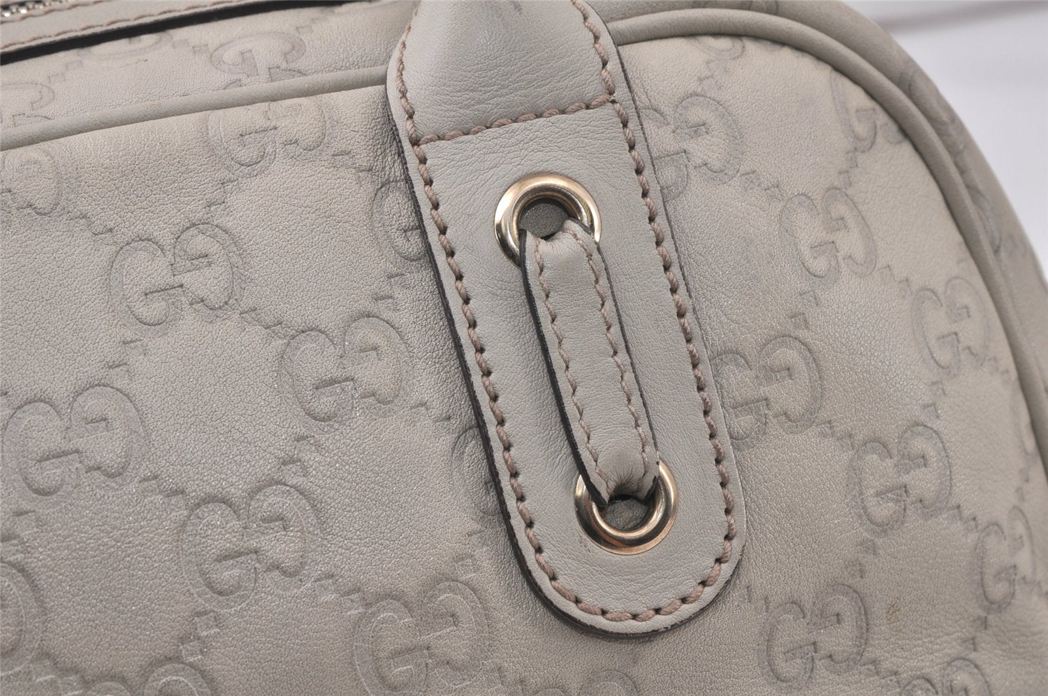 Authentic GUCCI Princy Guccissima GG Leather Hand Bag 163720 White 5439K
