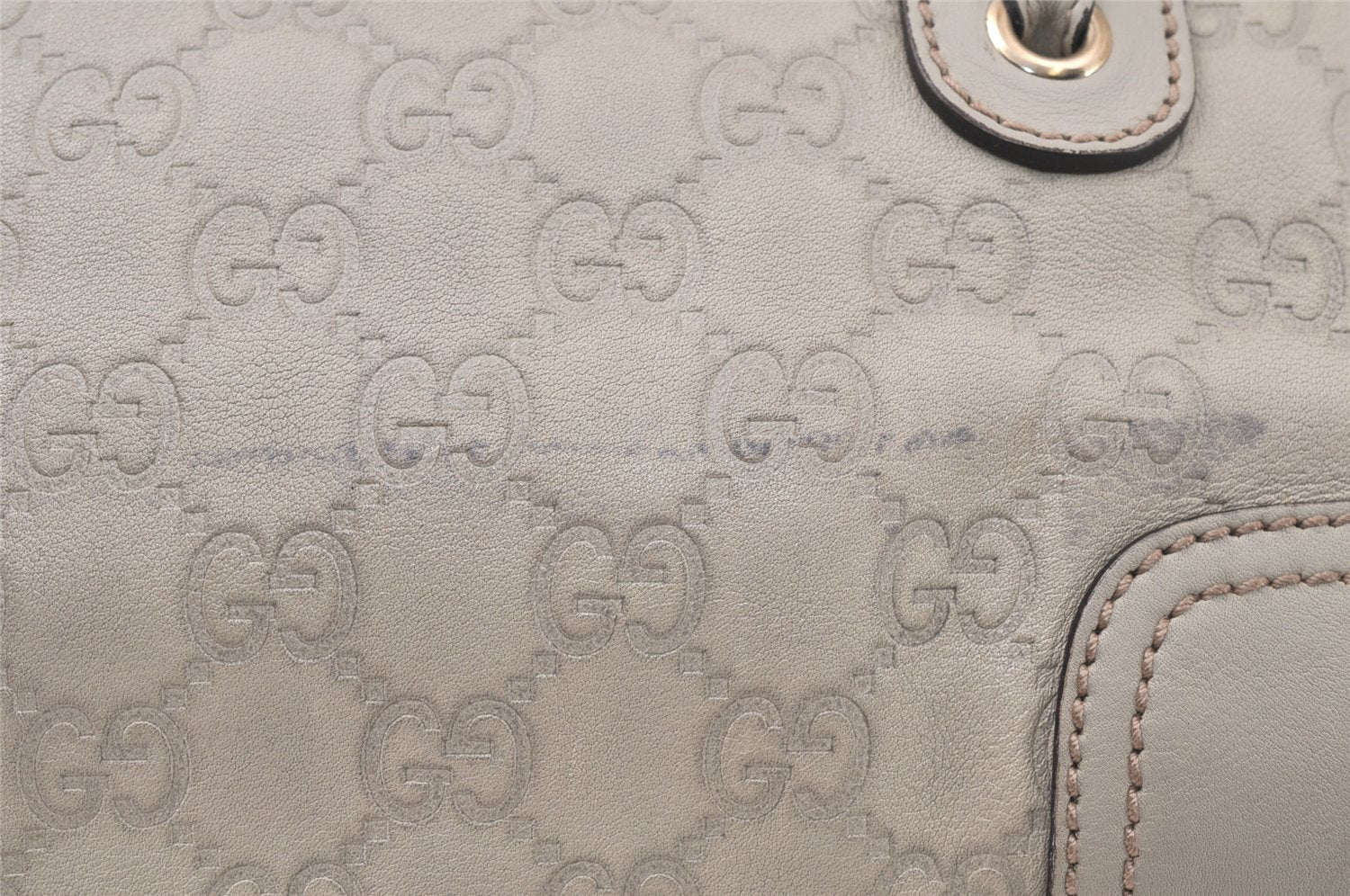 Authentic GUCCI Princy Guccissima GG Leather Hand Bag 163720 White 5439K