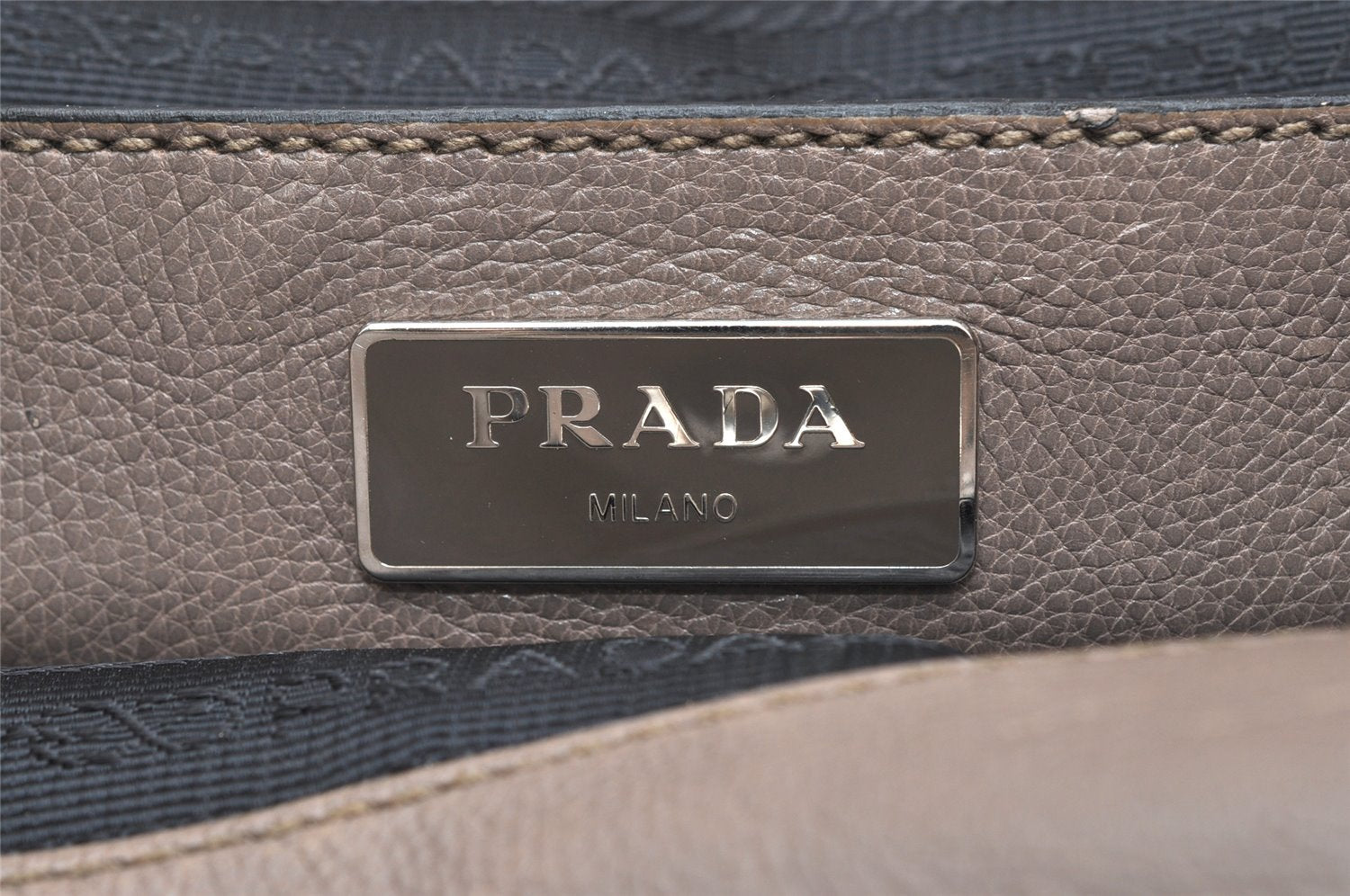 Authentic PRADA Vintage Leather Nappa 2Way Shoulder Hand Bag Gray 5440K