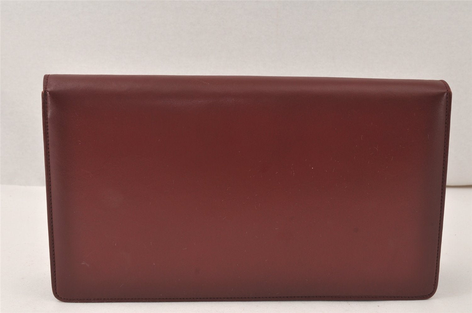 Authentic Cartier Must de Cartier Clutch Bag Leather Bordeaux Red Junk 5441K